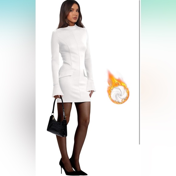 -Women's Fall Long Sleeve Mock Neck Dress Basic Party Club Bodycon Mini D…
8005 - Picture 2 of 4